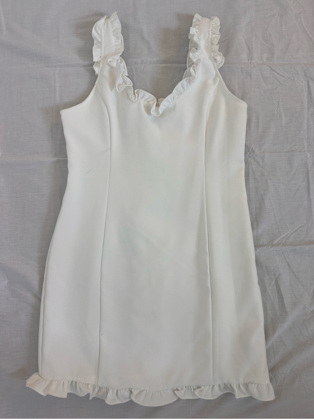 Endless Rose White Ruffle-Trim Mini Dress